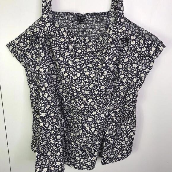 Torrid Top Womens 4X Square Neck Smocked Micro Florals Tie Straps Tank Boxy - Picture 9 of 9